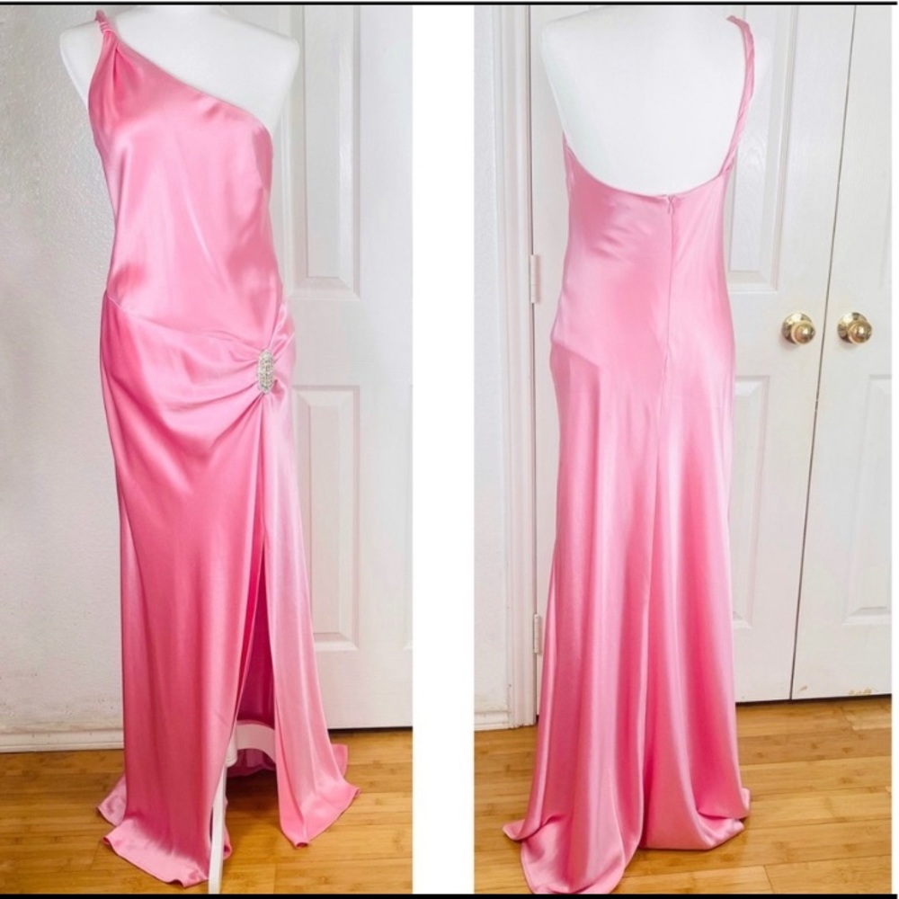 ABS by Allen Schwartz coral satin gown 4